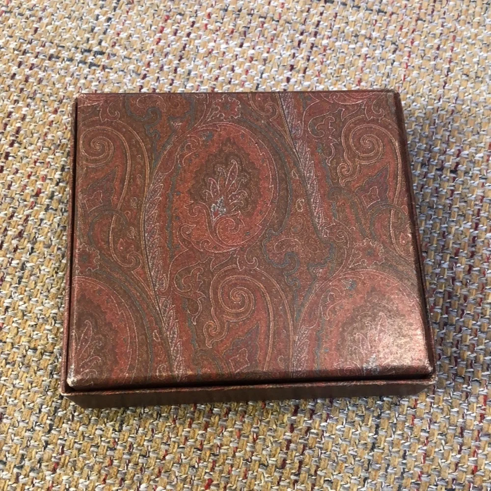 ETRO Milano Red Paisley NIB Coated Canvas Vachetta Bifold Wallet